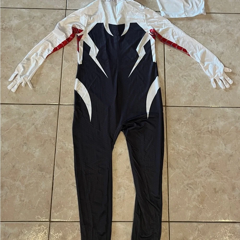 Spider Gwen Costume Girls Size 12 Cosplay Suit Pink Black White Full Set